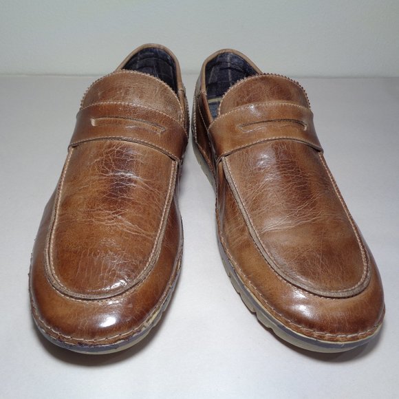 Roan Size 11 M FAULKNER Tan Rustic Leather Slip On Loafers New Men\'s Shoes main image 5
